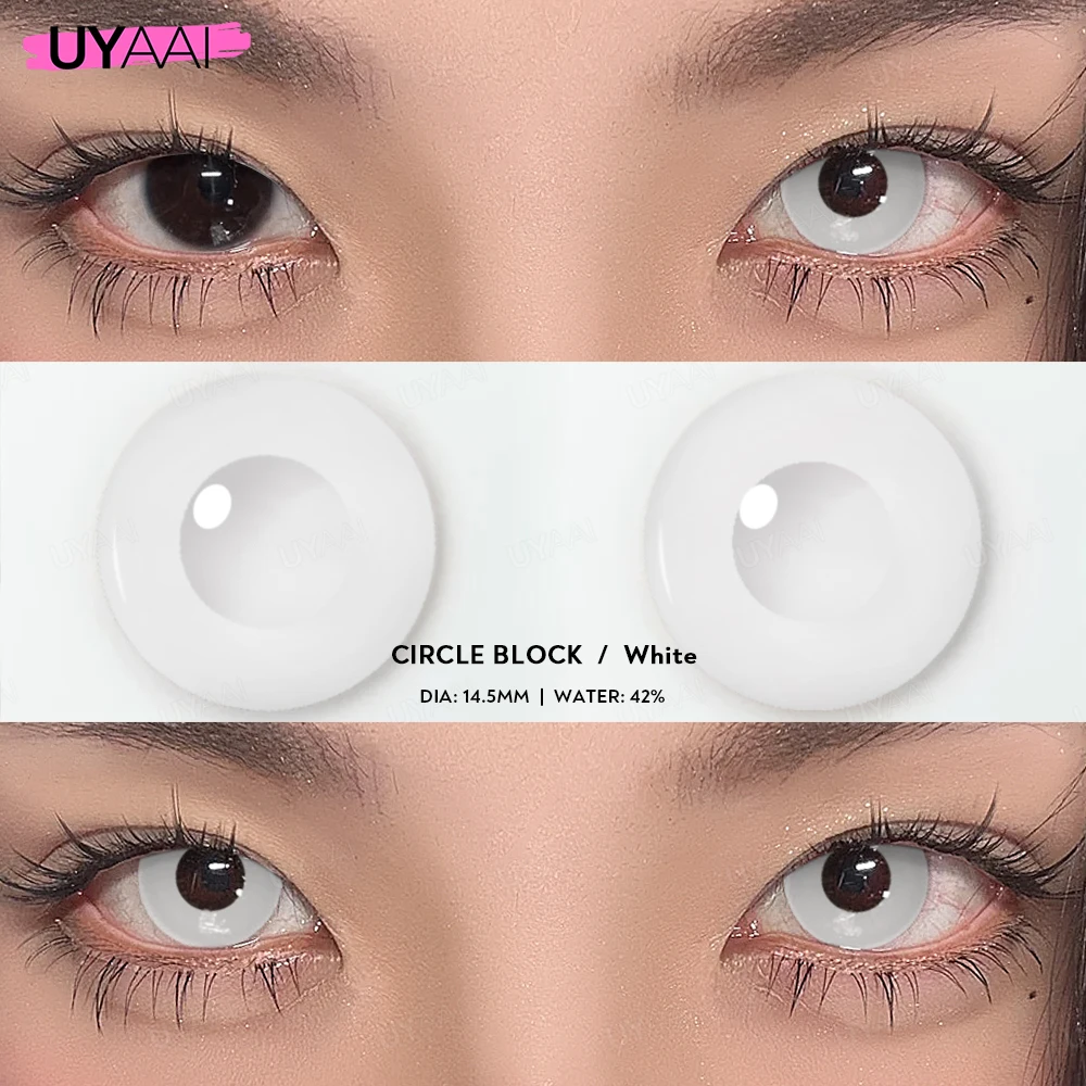UYAAI 1 Paar verrückte Linsen mit Katzenaugen, Vampir-Linsen für Halloween, Cosplay, Augenkontaktlinsen, weiße Linsen, Anime-Linsen in Schwarz Image