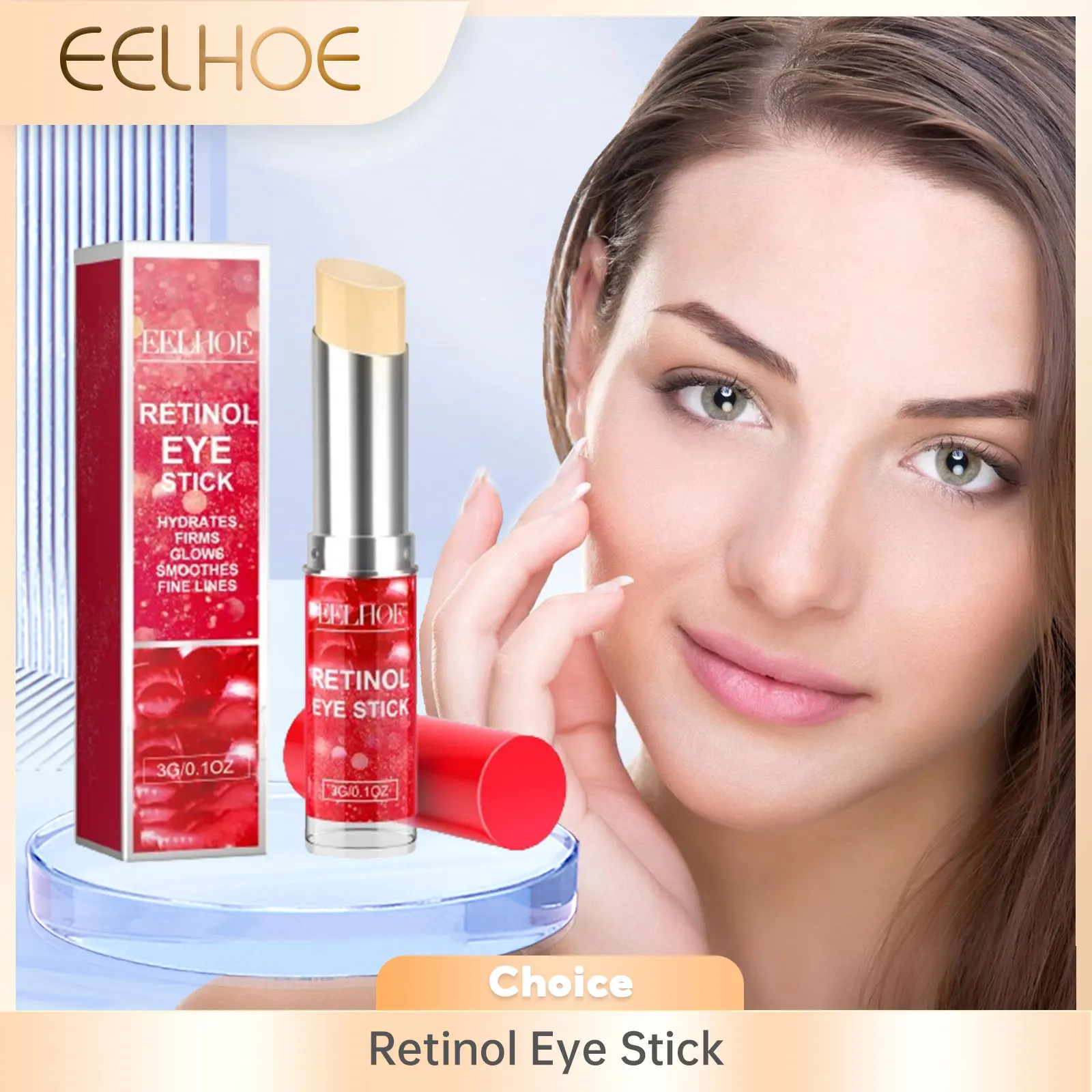 EELHOE Retinol-Augencreme-Stick, feuchtigkeitsspendende Augenpartie, feine Linien, Entfernung von Tränensäcken, Schwellungen, Aufhellung der Augenringe Image