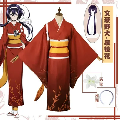 Anime Bungo streunende Hunde Izumi Kyouka Cosplay Kostüm Frauen Kimono Kleid Yukata Halloween Kostüm Image