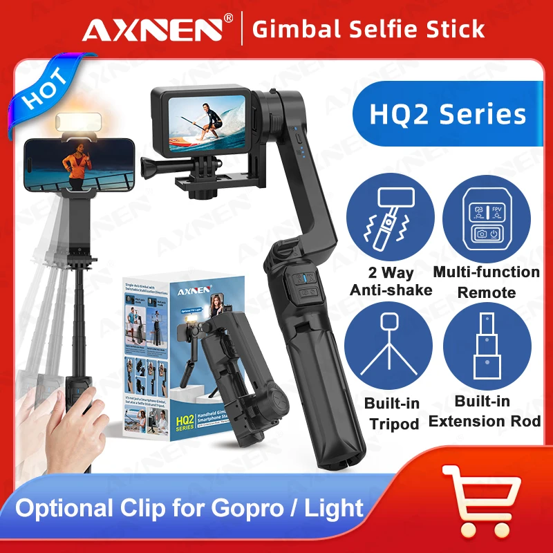 AXNEN HQ2 SERIE Handy Stabilisator Handheld Gimbal für Smartphone Gopro Action Kamera Verlängerung Stange Selfie Stick Stativ Image