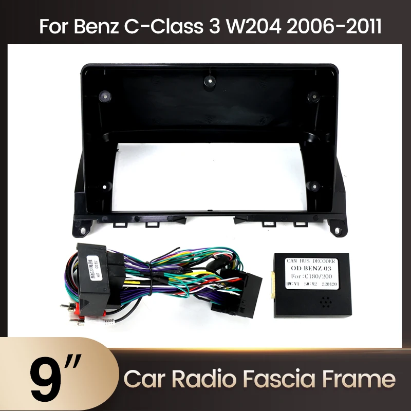 Auto Radio Fascia Rahmen Adapter Canbus Box Decoder Android Audio Dash Panel Kit Für Mercedes Benz C Klasse 3 W204 S204 2006-2011 Image