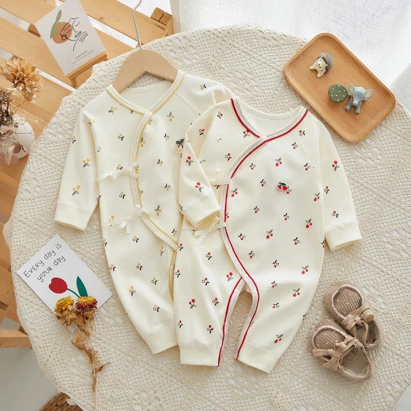Baby Strampler Baumwolle Frühling Herbst Frische Druck Weiche Neugeborenen Overall Casual Kleidung für Bodys Schlafanzüge Image