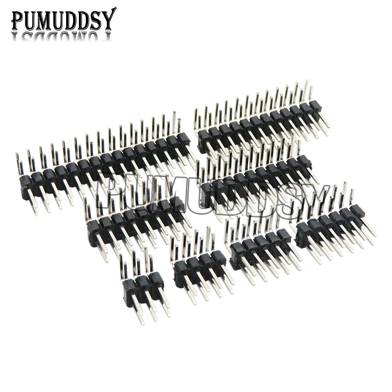 R/A 2,54 mm zweireihiger rechtwinkliger männlicher Abtrünniger PCB-Board-Pin-Header-Anschluss Pinheader 2 * 3/4/10/12/15/40Pin für Arduino Image