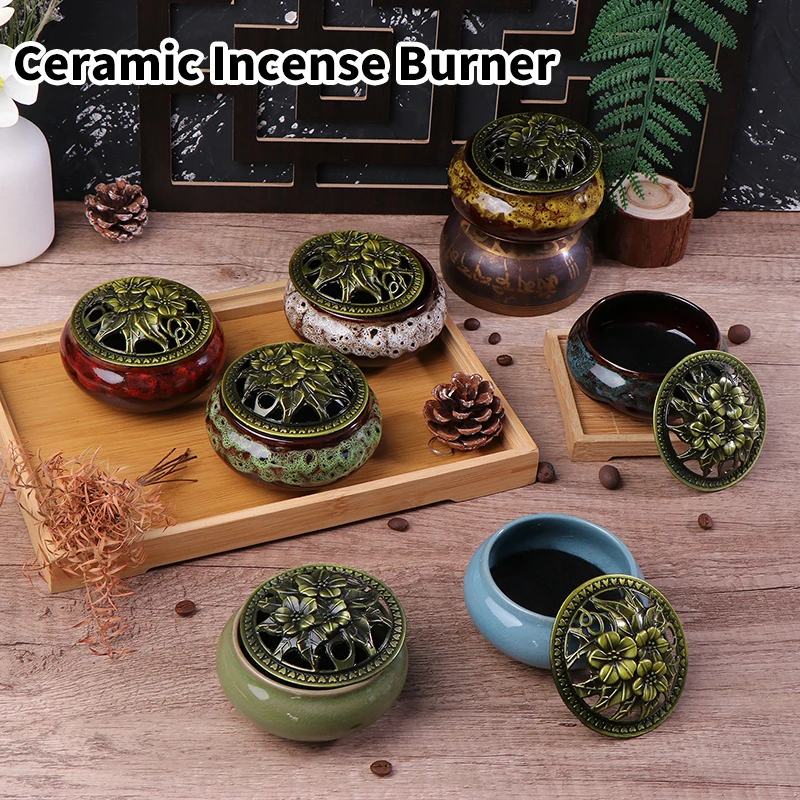 Keramik Eis Rissige Weihrauch Brenner Spule Kegel Stick Weihrauch Brenner Halter Hause Ornamente Japanische Weihrauch Brenner Zen Decor Image