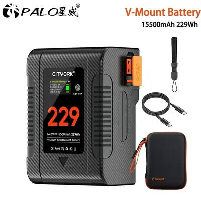 V-Mount-Akku BP-229 V Lock BP Tragbare Bateria mit PD 65 W Schnellladeanschluss für Sony Camcorder Kamera Videoleuchte Blackmagic