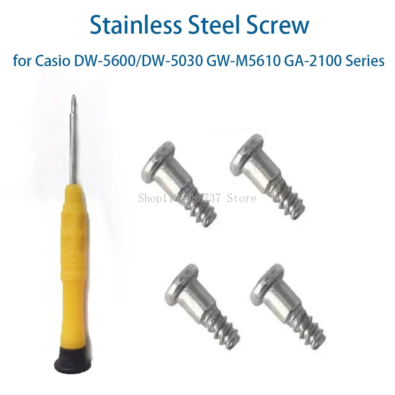für Casio DW-5600/DW-5030 GW-M5610 GA-2100 Serie 4 Stück Uhrengehäuseschrauben Edelstahlschraube Lünettenschrauben mit Werkzeugzubehör Image