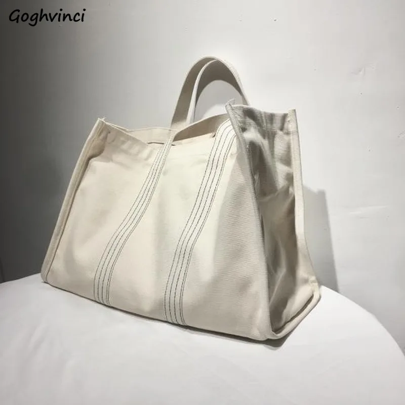 Schulter Taschen Frauen Unisex Alle-match Große Kapazität Totes Freizeit Weiß Leinwand Einfache Koreanischen Stil Vintage Reise Casual Retro