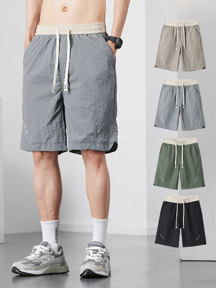 Plus Größe M-5XL Sommer Dünne Shorts Männer Jogger Jogginghose Kordelzug Elastische Taille Bermuda Baggy Strand Kurze Hosen Männlich