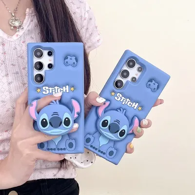 3D stereoskopische süße Cartoon Disney Stitch Ständer Halter Handyhülle für Samsung Galaxy S 24 23 22 Ultra Puls weiche Silikonhülle