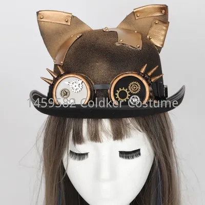 Steampunk Zylinder Katze Ohr Cosplay Kappen Requisiten Punk Kostüm Hut Party Versorgung Bühne Hut Image