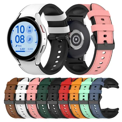 Leder Silikon ohne Lücken Armband für Samsung Galaxy Uhr 7 6 5 Pro 40mm 44mm Band Uhr 6 4 klassische 47 43 46mm gebogenes Ende Armband Image