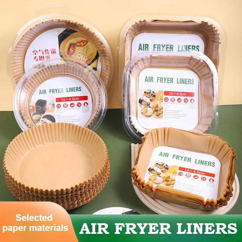 Einweg-Luftfritteusen-Papier, antihaftbeschichtet, Airfryer-Matte, ölbeständiges Backpapier für die Küche, Mikrowellen-Grillunterlage, Backgeschirr-Zubehör Image