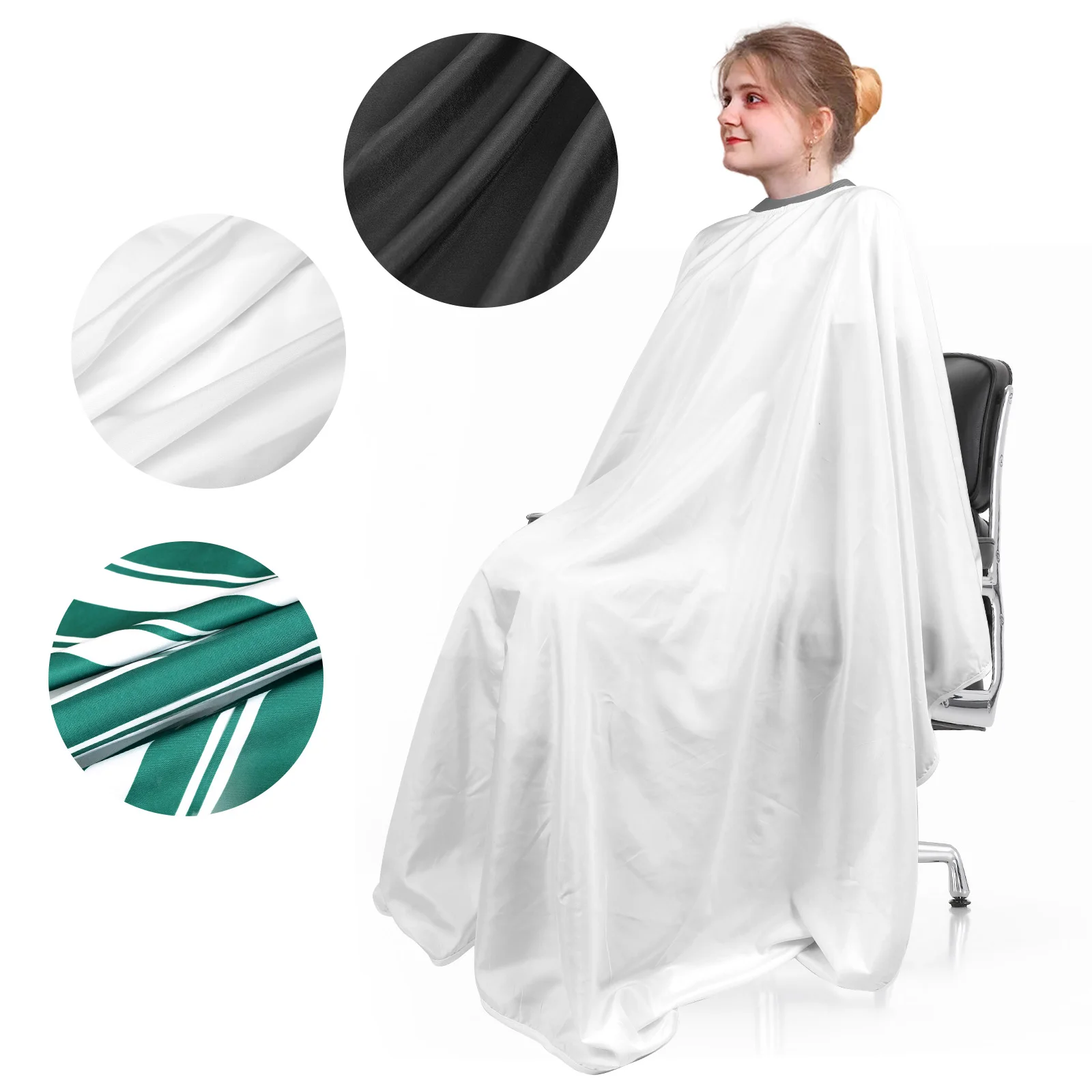 FnLune schwarz weiß Silikon Schal Antistatische Friseur Schürze Schneiden Cape Friseursalon Kleid Schürze Shop Friseur Schürze Zubehör Image