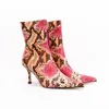 2022 neue große Größe 45 Herbst Winter Frauen kurze Stiefel 6,5 cm High Heel kurze Plüsch schwarz rote Schlange Stiefeletten Marke Damenschuhe