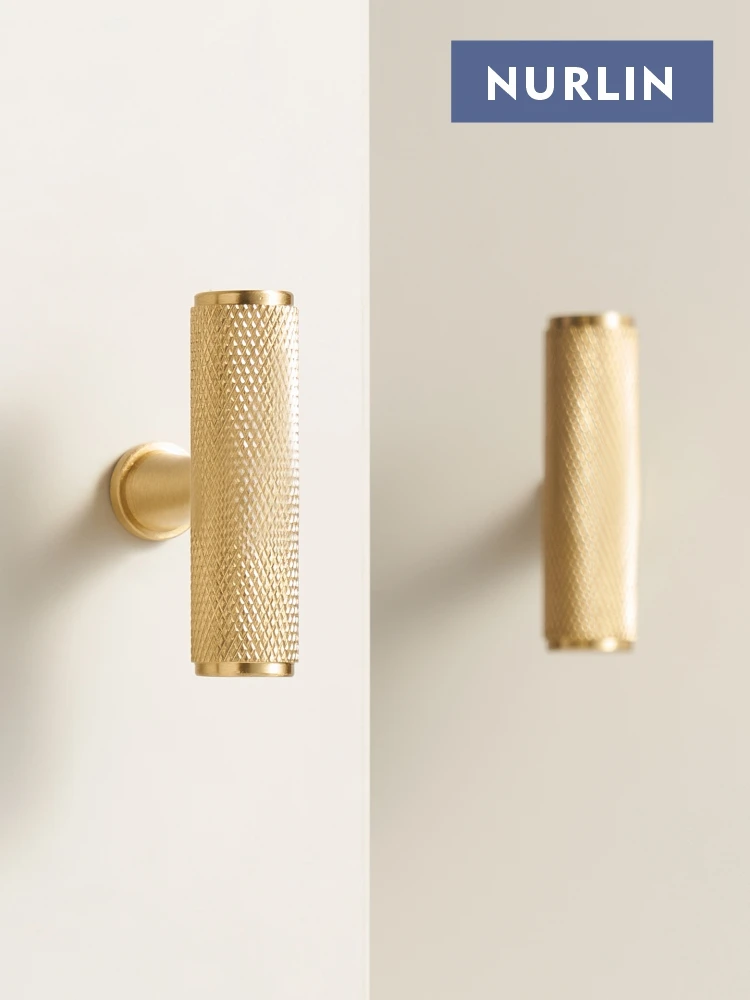 Nurlin gerändelte massive Messing-Möbelschubladen der britischen Marke, Türgriff, Zimmerschrankknöpfe, Tbalks, Griff, klassischer heißer Verkäufer