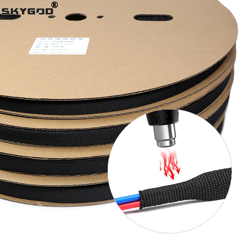 1 ~ 50 m PET-geflochtene Kabelhülse, Schrumpfschlauch, Isolierung, flammhemmend, schrumpfbarer Drahtwickel, Hülle, Schutz, Kabel-Organizer Image