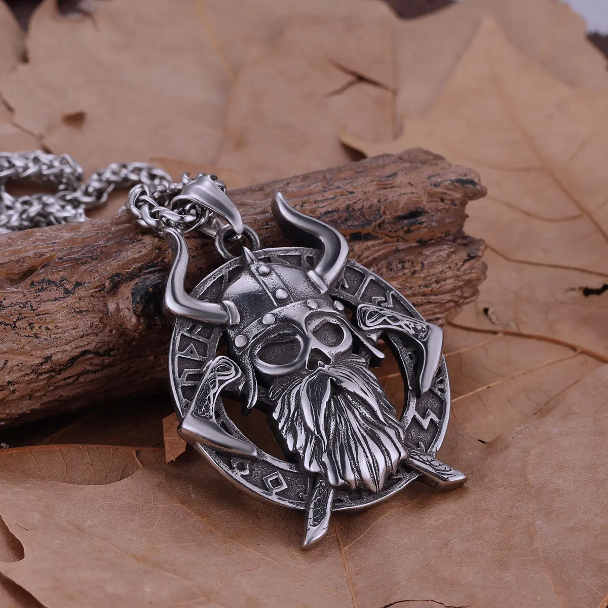 Nordische Mythologie Berserker Wikinger Krieger Halskette Männliche Männer Edelstahl Axt Anhänger Keltischer Endloser Knoten Amulett Schmuck Image