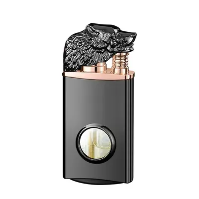 Wolfskopf glühend transparente Gaskammer Dual Fire Conversion Feuerzeug Metall wind dichtes Gas feuerzeug rauchende Männer Geschenk