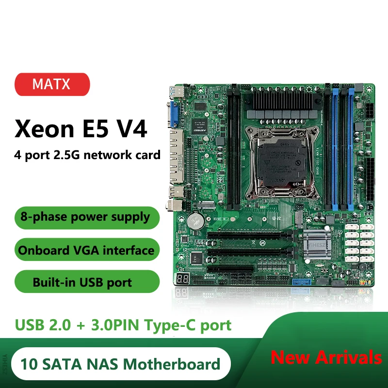 Xeon E5 NAS Motherboard C612 10 SATA 4*2,4G LAN Port LGA2011 NAS Board 2*M.2 4 Kanal 6*DDR4 DIMM Mit PCIE Unterstützung E5 2680V4