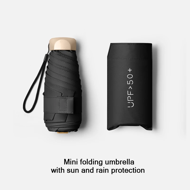 Mini Sunumbrella Taschenschirm Vinyl faltbar UV-Schutz Sonnenschirm Taschenschirm Kapselschirm zwq Image