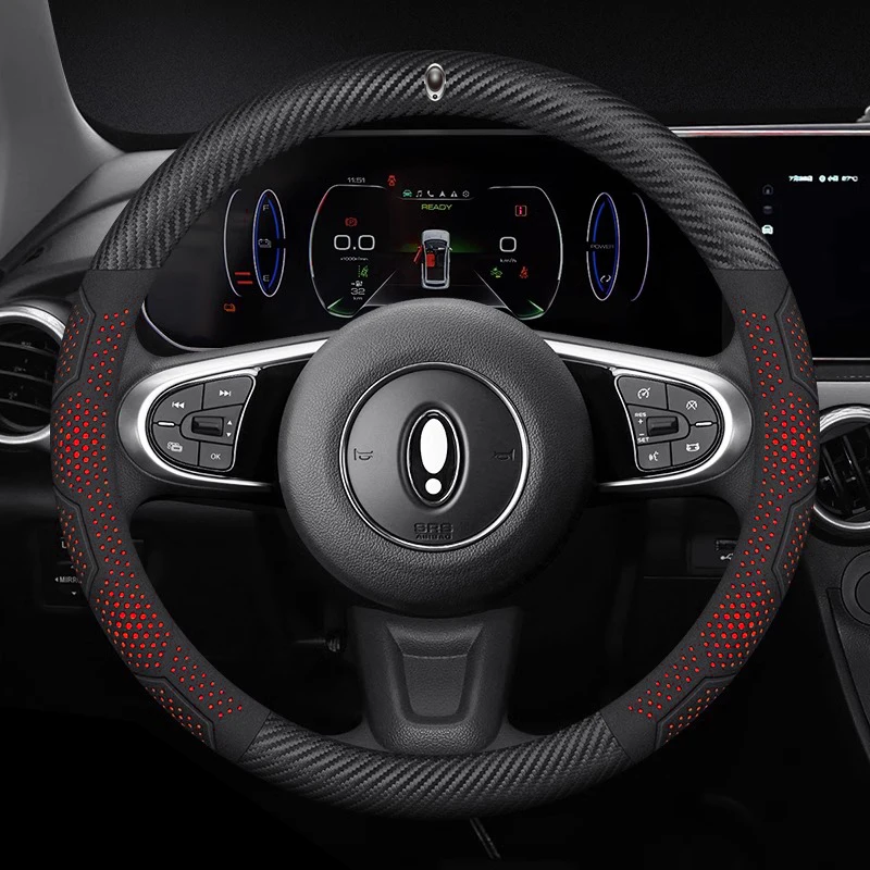 Für Great Wall ORA iQ Gute Katze GT Funky Katze Ballett Katze EV Flash Katze Carbon faser Wildleder Auto Lenkrad Abdeckung Auto Zubehör Image