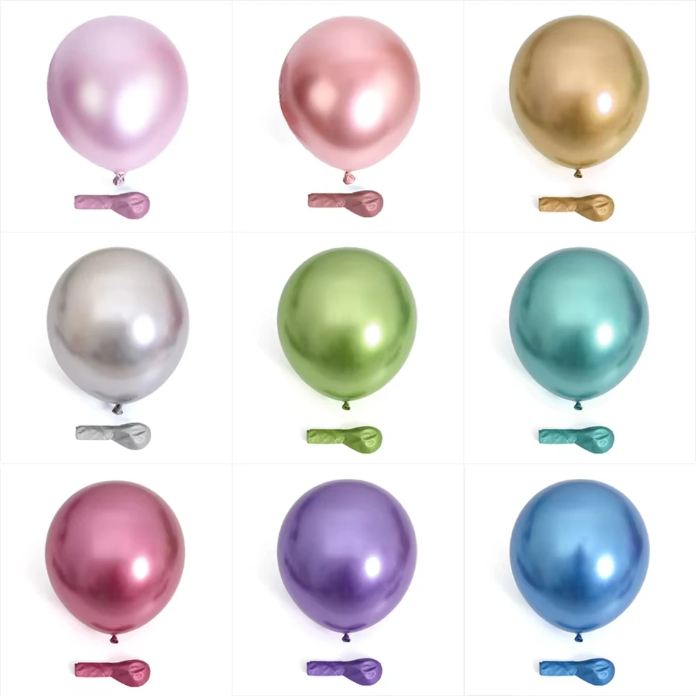 10/20/50 Stück Metallic-Geburtstagsballons Metall Blau Rot Chrom Silber Roségold Luftballons für Party Babyparty Hochzeitsdekorationen Image