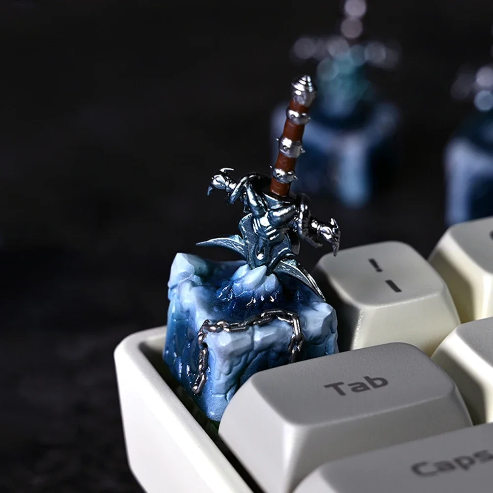 World of Warcraft Frostmourne Artisan Harz-Tastenkappen 1u ESC Custom MX Switch Handgefertigte Anime-Tastenkappen für mechanische Tastatur Geschenk Image
