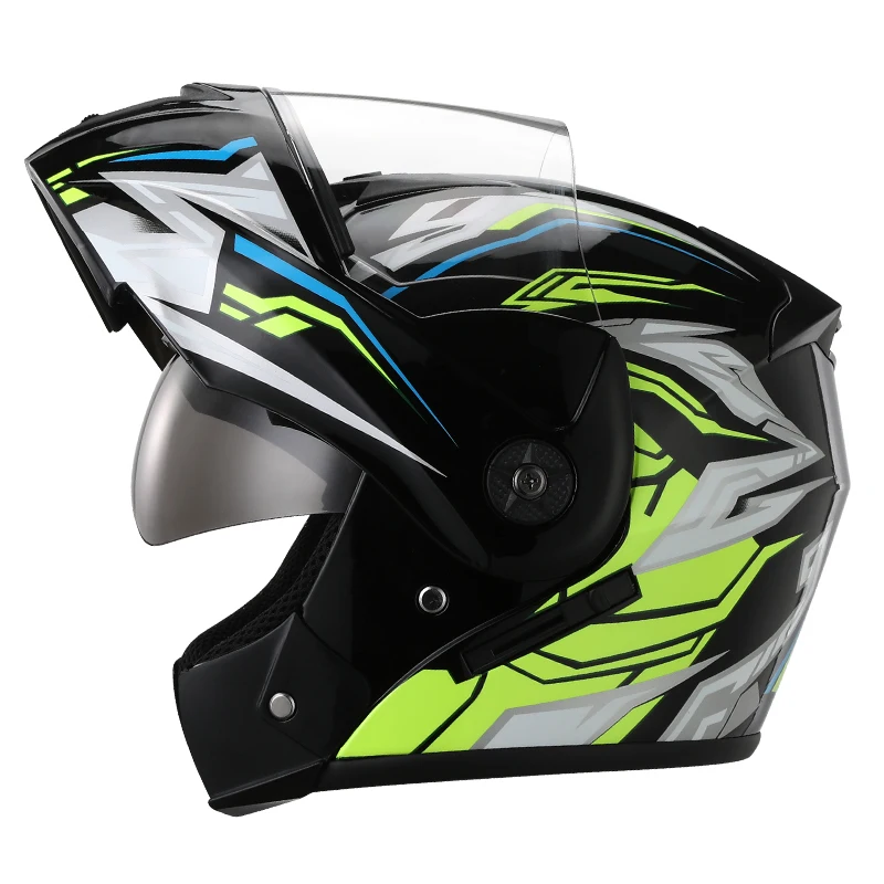 Motorrad helm Modularer Flip-Helm Querschnitt Helm Punkt hoch klappbarer Unisex-Helm mit Doppel linse und Visier Image