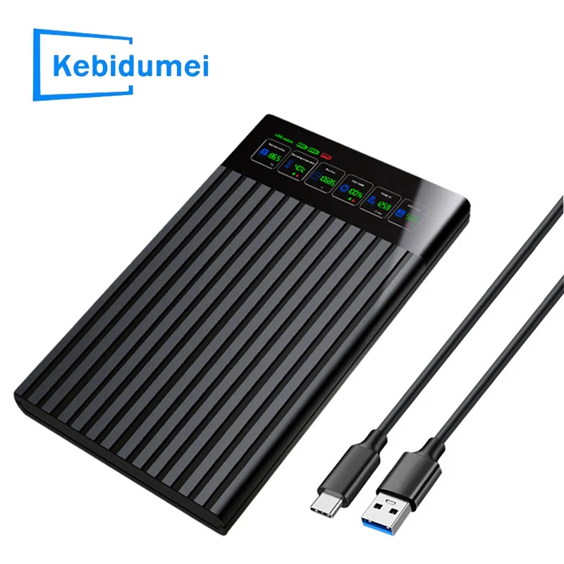 Tragbares SATA-zu-Typ-C-Festplatten-Chassis, intelligenter Digitalanzeige-Adapter, 2,5 Zoll, 6 Gbit/s, externes Festplattengehäuse für PC und Laptop Image