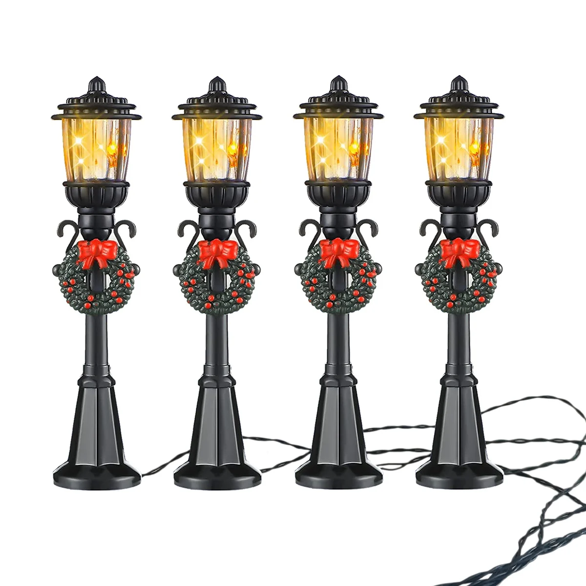 4 Stück Mini Weihnachten Laternen pfahl Zug Lampe Miniatur Straßen laterne dekorative Lichter für DIY Puppenhaus Dorf Weg