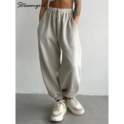 Thick Warm Fleece Sweatpants Women Winter Straight Leg Pants Gray Velvet Trousers Pants Jogger For Women Sweatpants Outfits