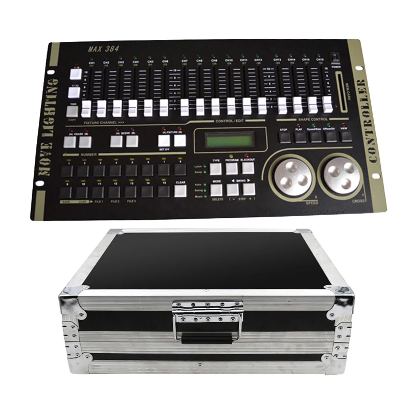 Flycase max 384 dmx controller bühnen licht dmx master konsole für XLR-3 led par beam moving head dj licht bühnen effekt licht Image