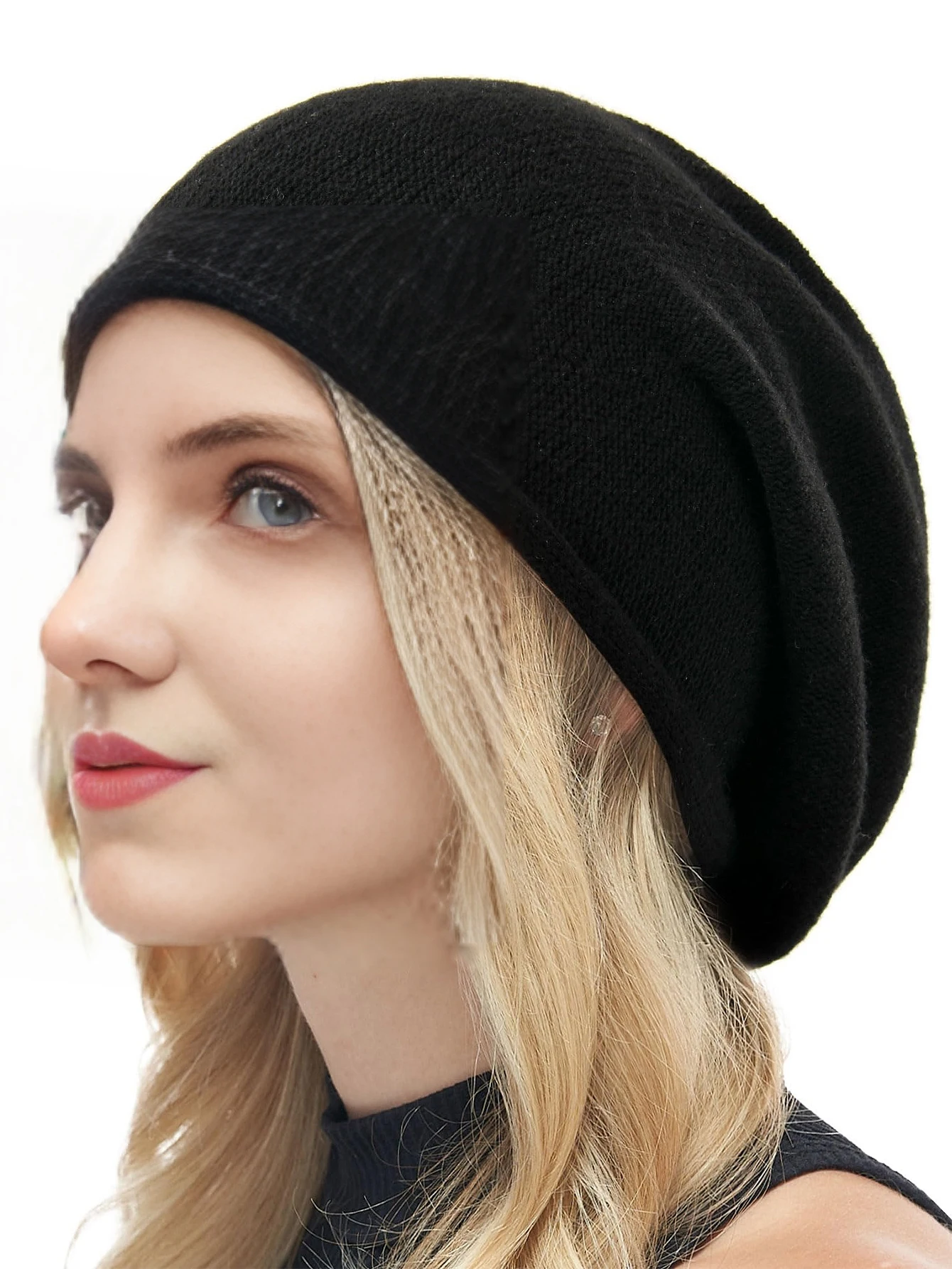 Gestrickte Wolle Mützen Hut Für Frauen Winter Warme Weiche Kaschmir Mischung Slouchy Kappe Crimpen Korea Mode Elastische Skullies Mädchen Dame Image
