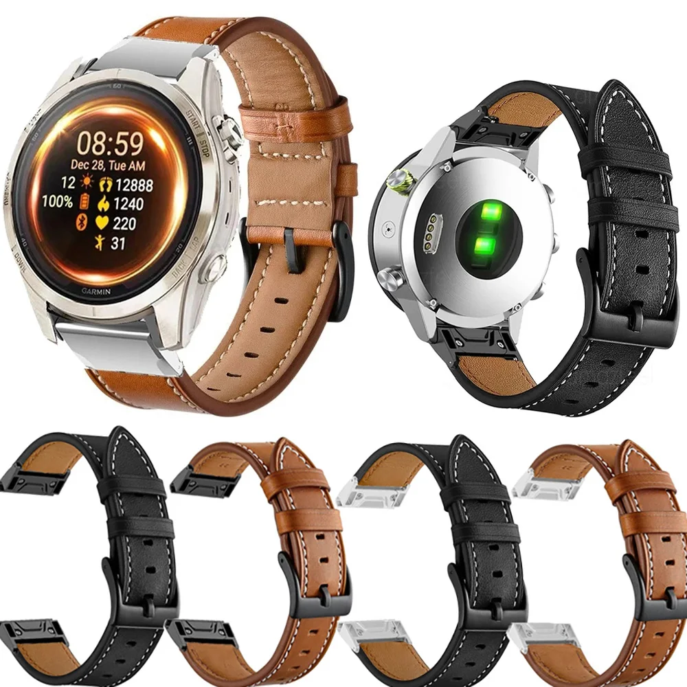 26mm 22mm Quick fit Leder armband für Garmin Approach S70 47mm Armband für Garmin Fenix 6x6 Pro 5x5 plus 7x7 Armband Image