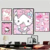 Anime Hello K-Kitty Poster, Vintage-Poster, Wandkunst, Malerei, Studie, ästhetische Kunst, große Wandaufkleber