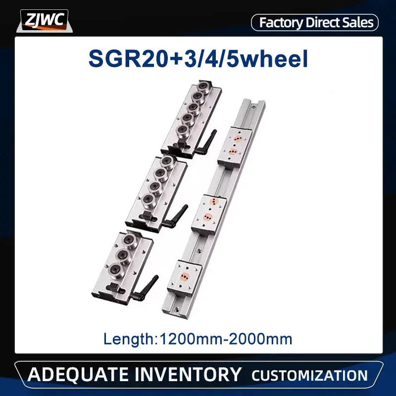 1pc/2pcs Silber Aluminium Doppel Achse Roller Linear Guide SGR20 1200-2000mm + SGB20 Block linear Motion Slider Schiene Für CNC Teil Image