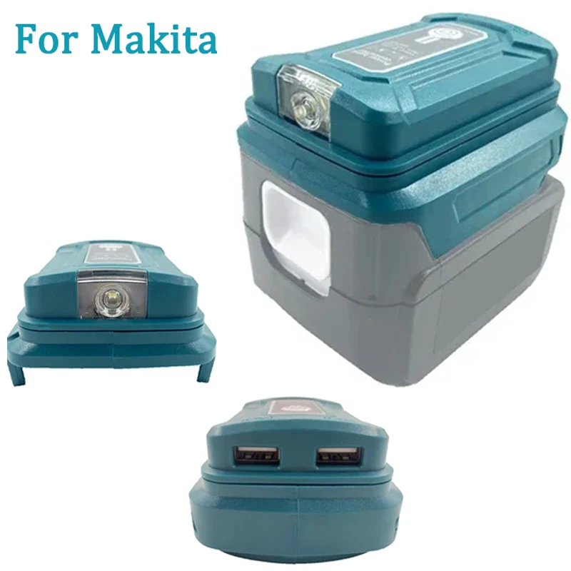 Batterieadapter, LED-Arbeitsleuchte für Makita/HongSong/Lomvum, 14,4 V/18 V Li-on-Akku, tragbare Powerbank mit zwei USB-Anschlüssen Image