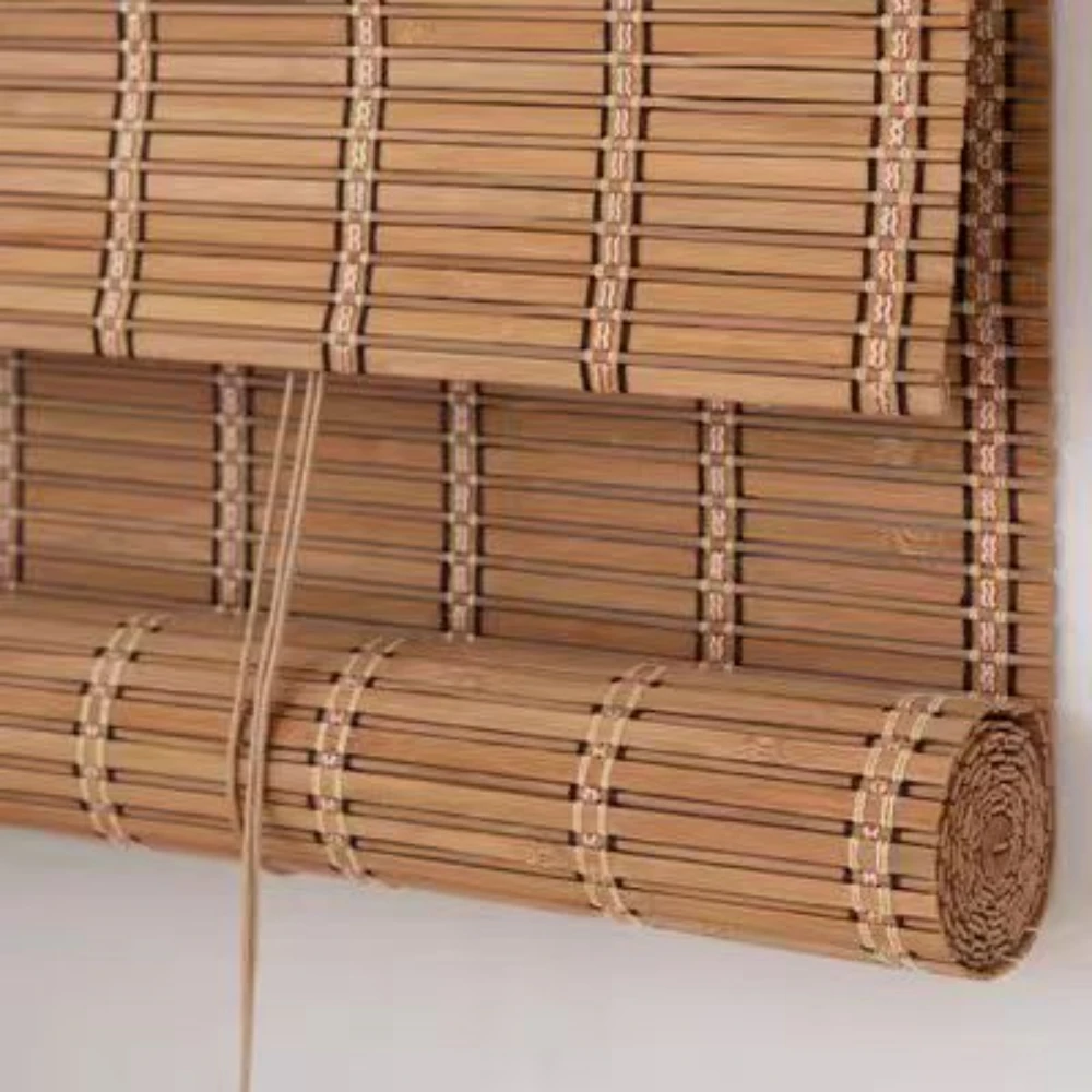 Bambus-Rollos, Sonnenschutz, Verdunkelung, 70 % Retro-Lichtfilterwalze, Holzvorhang für Fenster im Freien, Türen, Rollladen-Dekoration