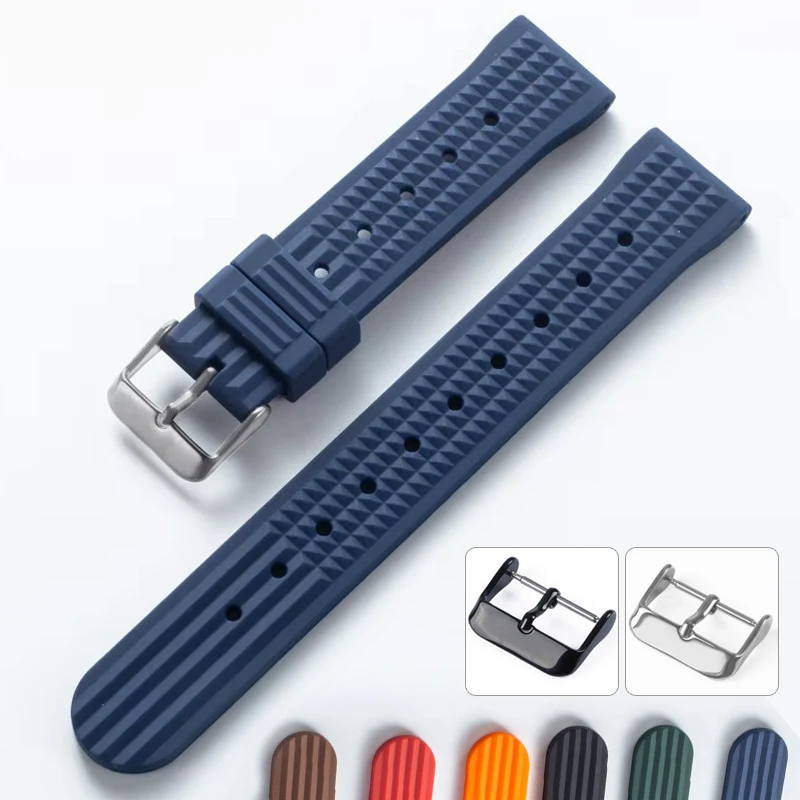 20 mm 22 mm weiches Kautschukarmband, universelles Herren-Taucher-Gummi, wasserdichtes Sportuhrenarmband für Seiko Water Ghost 007 Image