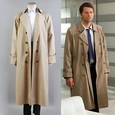Supernatural Hunter Engel Emmanuel Cas/Castiel Twill Graben Mantel Cosplay Kostüm Image