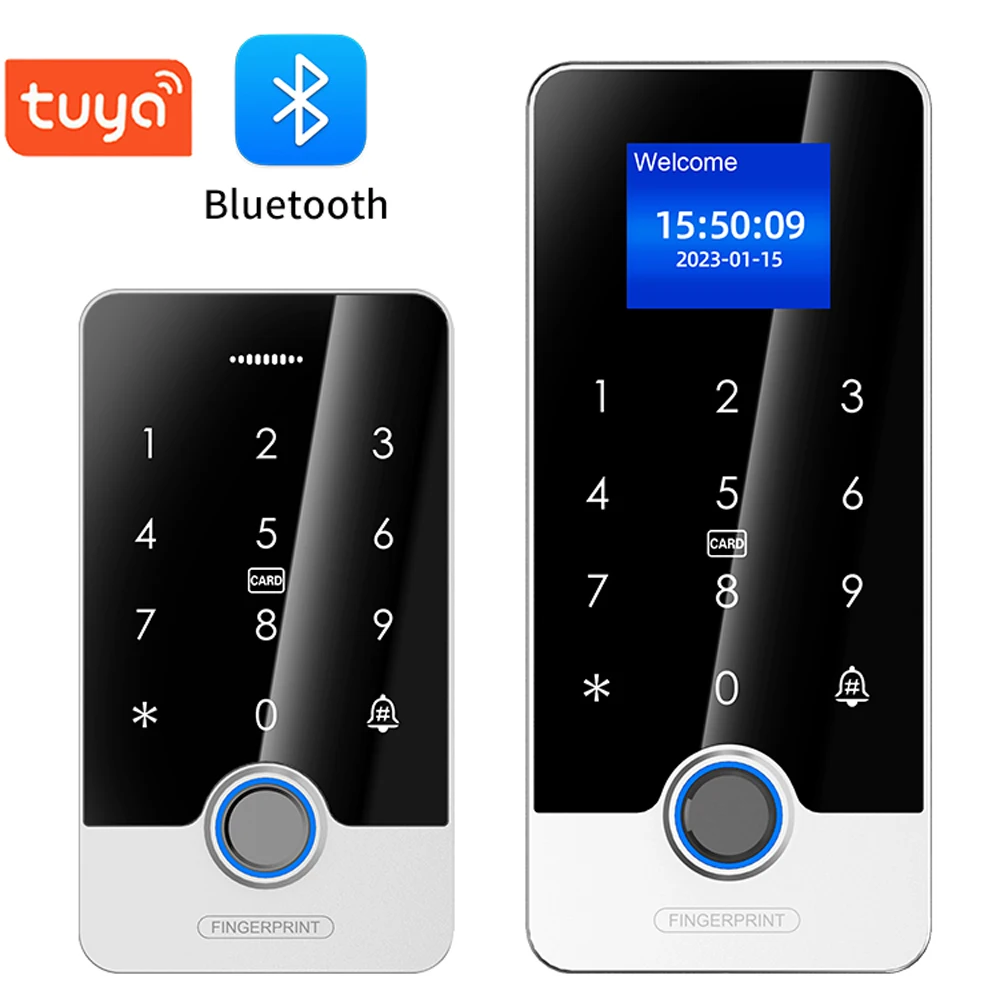Tuya APP Türschloss Access Control System Kits Mit 1,77 Zoll Bildschirm Bluetooth Tastatur Fingerabdruck RFID IC Kartenleser Metall Tastatur Image
