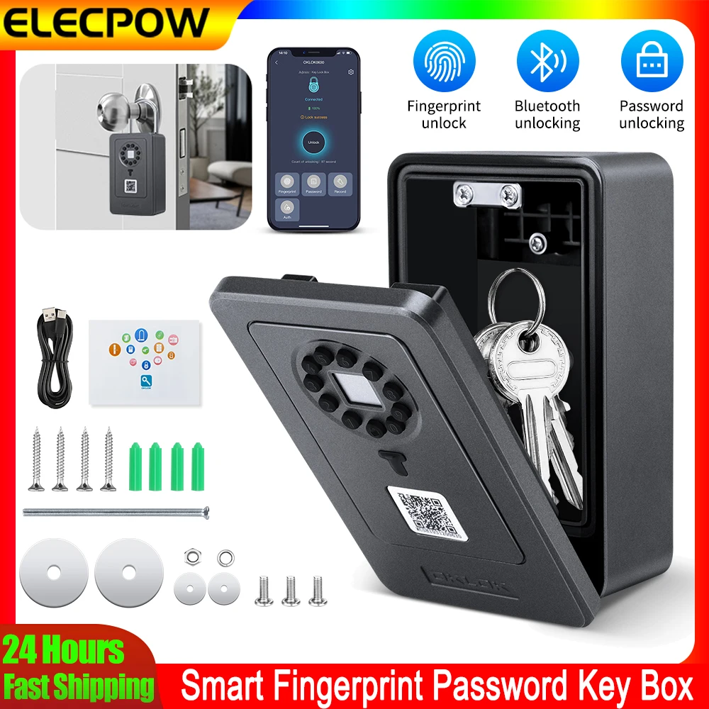 Elecpow smart key box finger abdruck passwort safe box wand montierte lockbox bluetooth verbindung funktioniert mit oklok app Image