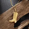 Vintage Punk Gold Schuhe Western Cowboy Stiefel Anhänger Mädchen Trend Halsketten Damen Charme Mode exquisite Glück Schmuck Geschenke