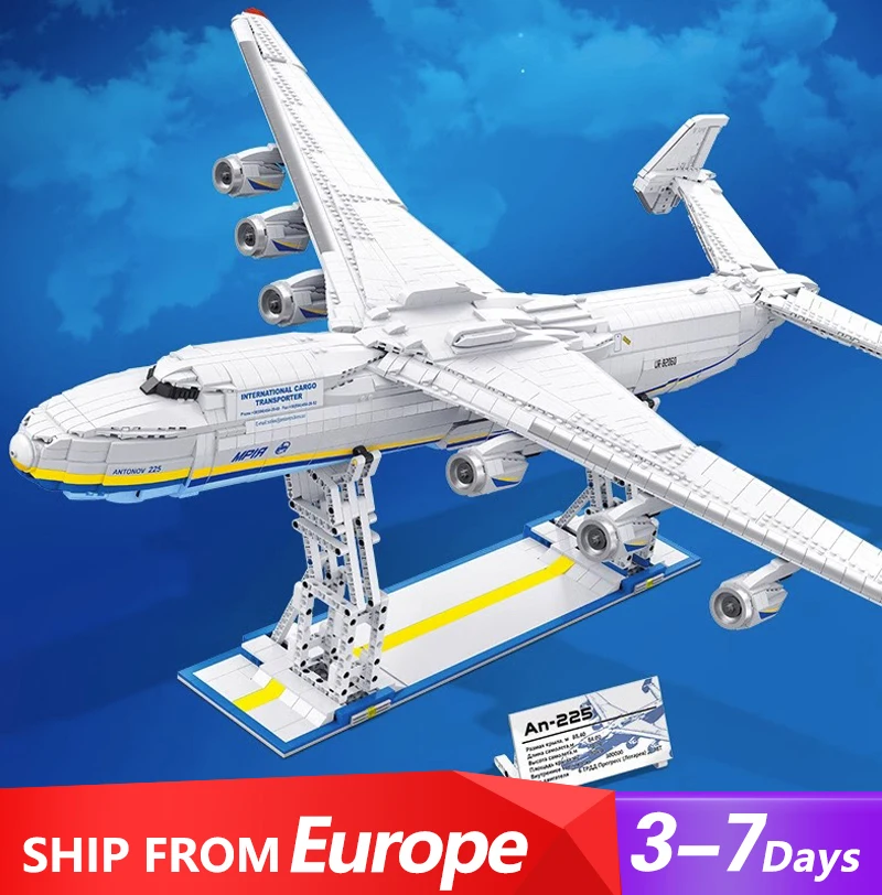 Militär AN-225 Transportflugzeug Flugzeug Klemmbausteine,Kampfflugzeug Technik Flugzeuge Modell Building Set,Groß Hubschrauber Bausteine Geschenk Erwachsene und Kinder(5350Teile) Image