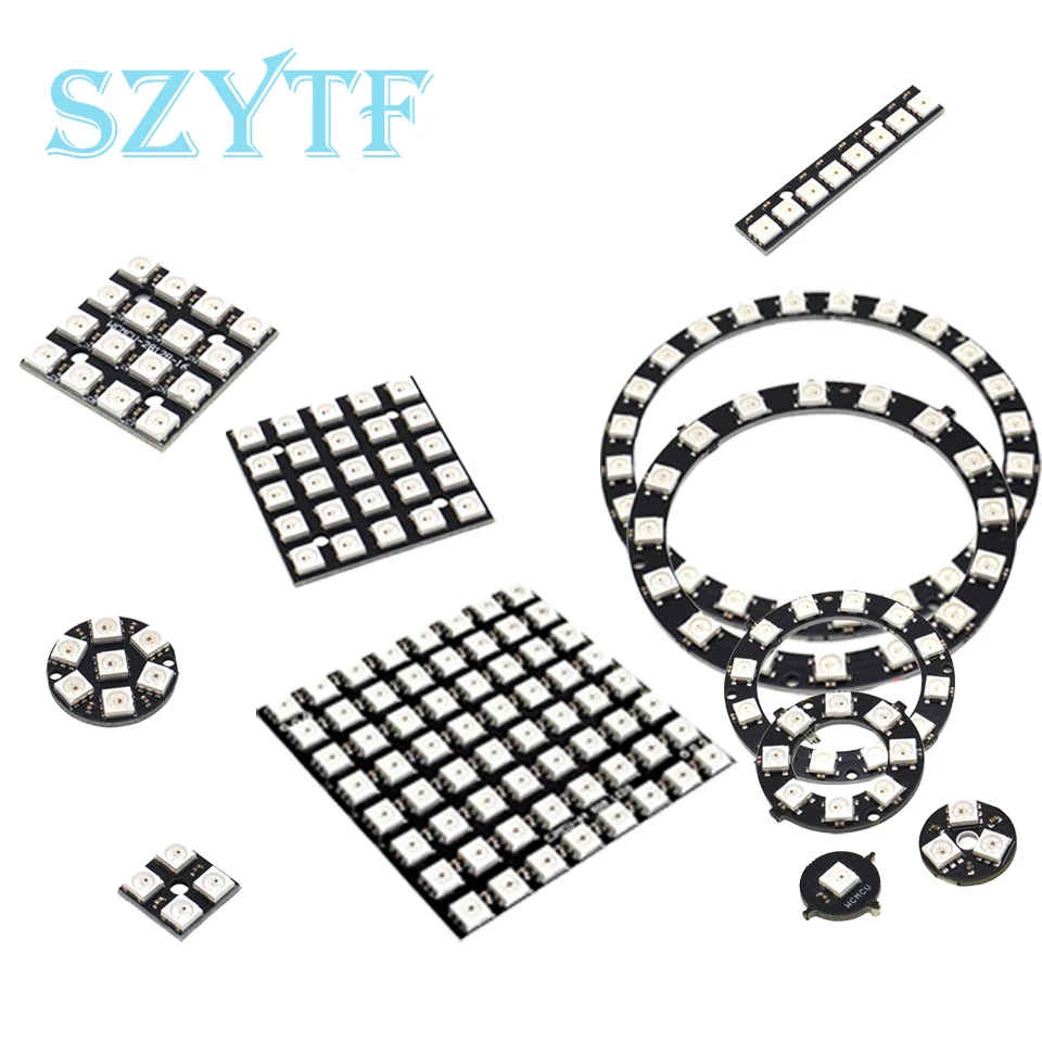 1/3/4/7/8/12/24/32/40/64-Bit ws2812 RGB LED-Ring eingebaute Vollfarb-Antriebs laternen runde quadratische intelligente Entwicklung Image