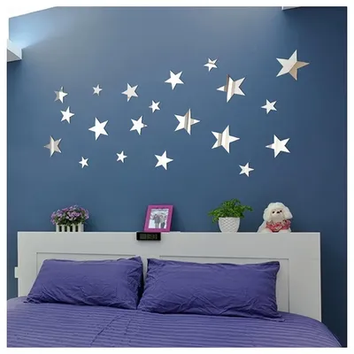 20PCS Acryl Stern Spiegel Wand Aufkleber Reflektierende Wohnzimmer Schlafzimmer Wasserdichte Spiegel Aufkleber Hintergrund Wand Wohnkultur Image