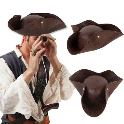 Kunstleder Piraten hut Kapitän Hut braun für erwachsene Männer Frauen Cosplay Kostüm zubehör exquisite Fotografie Requisiten Halloween Image