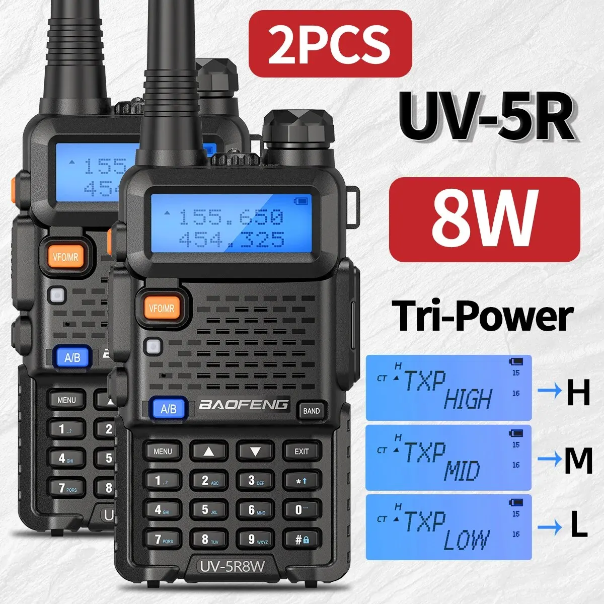 1/2pcs baofeng uv 5r 5w 8w walkie talkie ham cb radio Langstrecken-Dualband vhf uhf fm Transceiver Funkgerät uv5r k5 plus Image