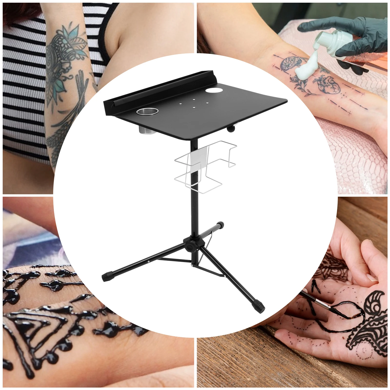 Verstellbarer mobiler Couchtisch aus Metall, Tattoos, Arbeitsstation, Mini-Tisch, Tattoo-Ständer, moderner Minimalismus, Büromöbel Image