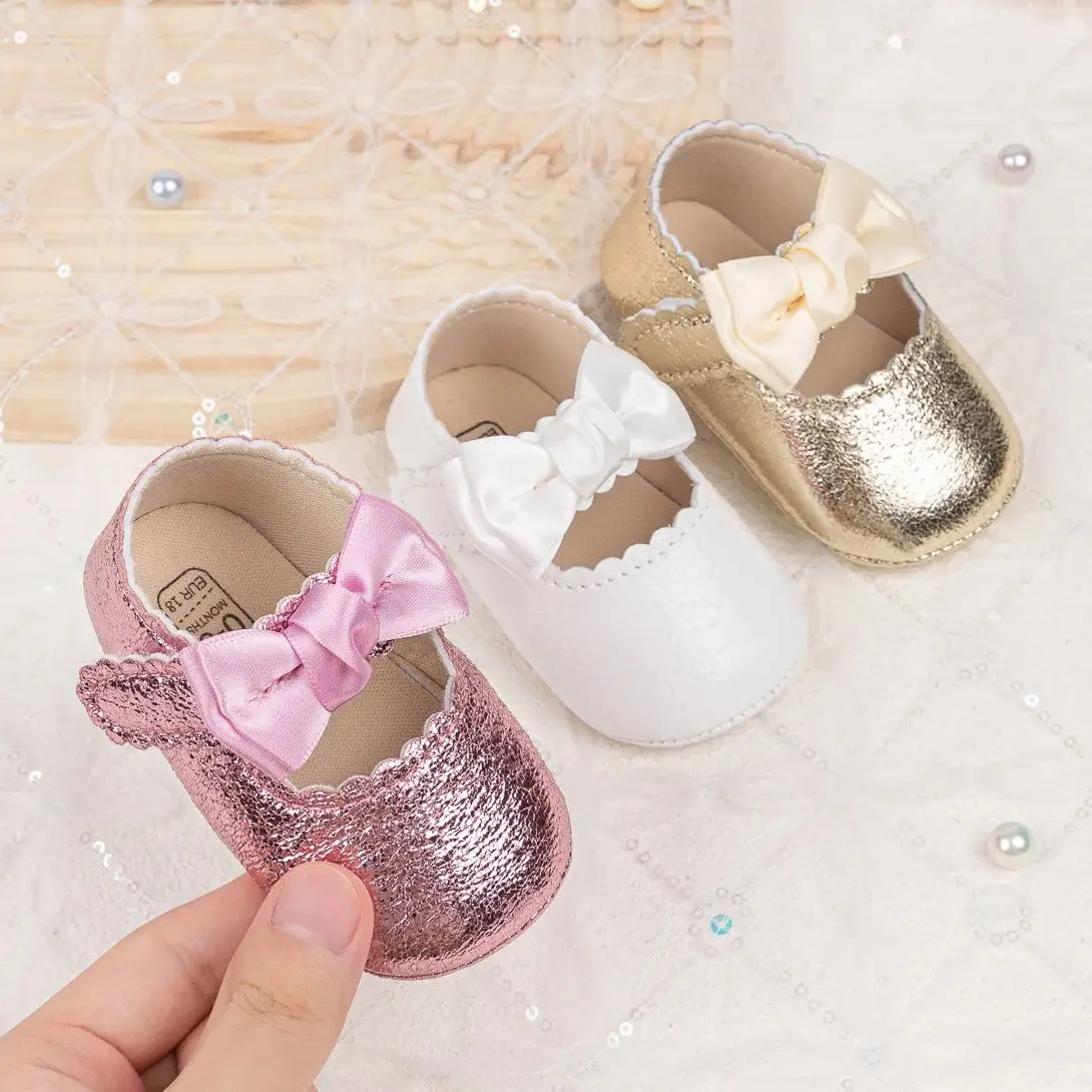 Kidsun 0-18m Frühling Baby Mädchen Schuhe lässig Bowknot Kleid Schuhe Wohnungen Anti-Rutsch-Party Hochzeit Prinzessin Babys chuhe Image